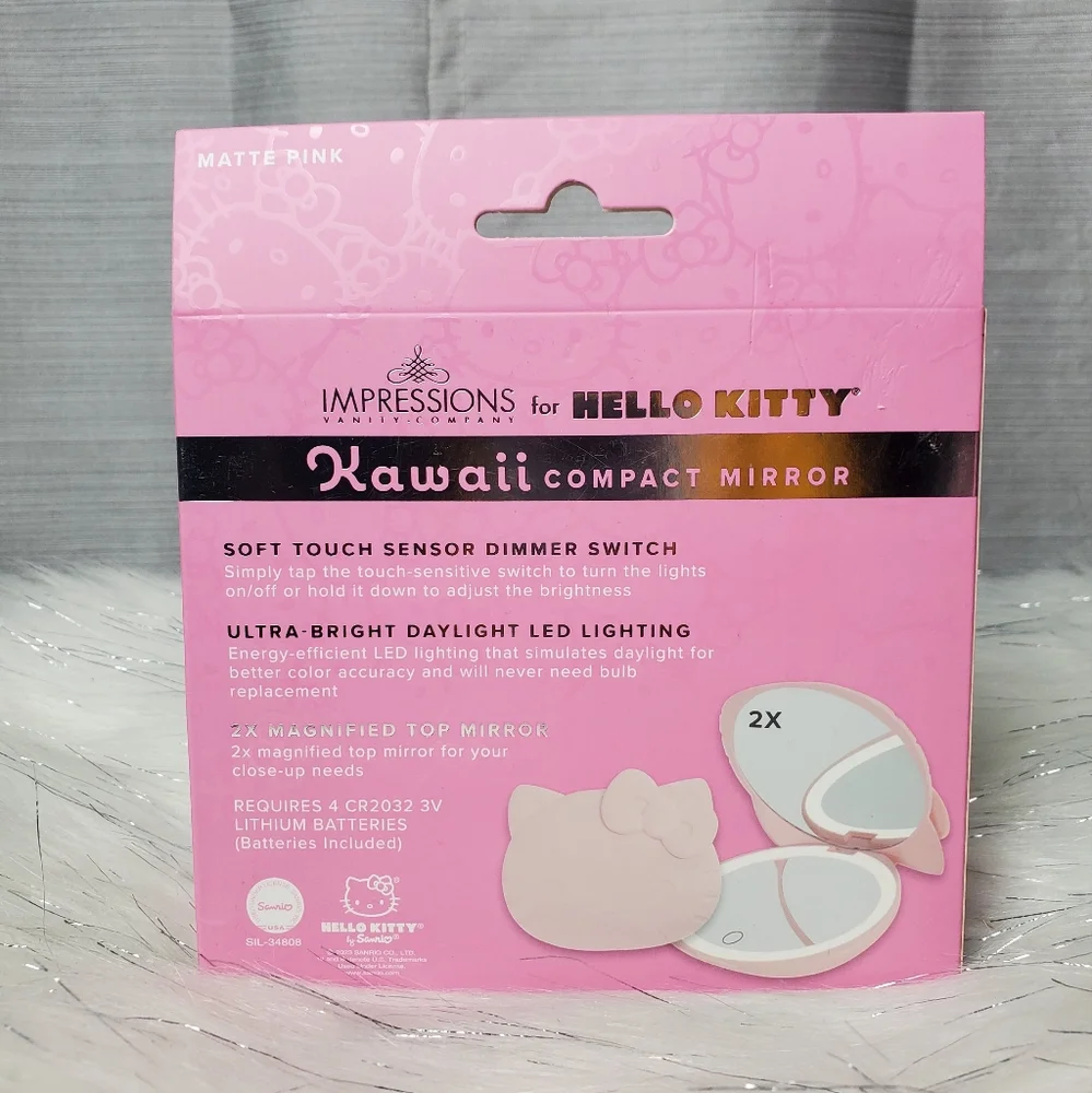IMPRESSIONS FOR HELLO KITTY matte pink kawaii compact mirror